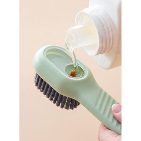 Perie pentru Curatare Incaltaminte cu Recipient pentru Detergent, Flippy, Perie Multifunctionala pentru Incaltaminte si Lenjerie, cu Peri Moi, Fara Deteriorare, 17.3 x 4.5 x 6 cm, Culoare Verde