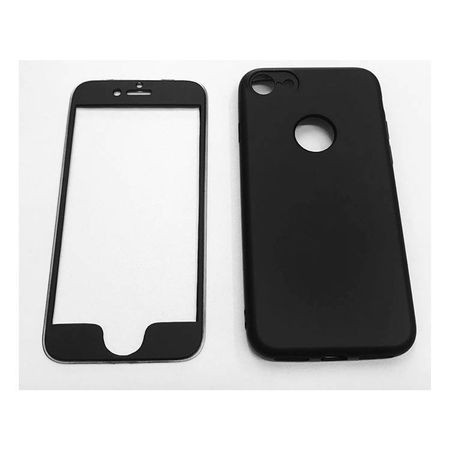 Husa Apple iPhone 6/6S Full Silicone 360 Negru + Folie de protectie