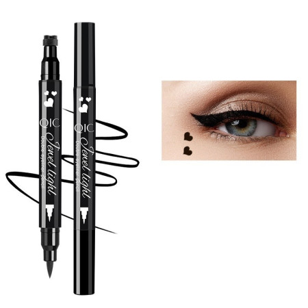 Tus Lichid pentru Ochi, Flippy, 2 Capete, Eyeliner si Stampila Inima, Pentru Ochi si Corp, 50 g, Rezistent la Apa, 12.7 x 3 cm, Negru