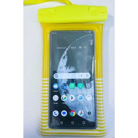 Husa subacvatica Cushion Waterproof Flippy, Snowproof, Universala, Dungata, cu Snur, pentru telefon sau documente, Galben