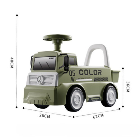 Mașinuță pentru copii, Flippy, 3 ani, Model Camion, Sport, Claxon, Cutie Depozitare, 62x26x40 cm, Verde