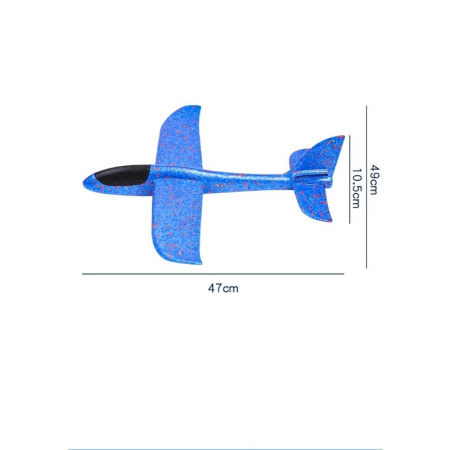 Avion planor din polistiren in punga , lungime 47 cm , Albastru , Flippy