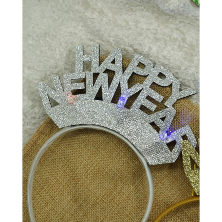 Bentita/cerc Happy Newyear, culoare gri metalic, marime standard, Flippy