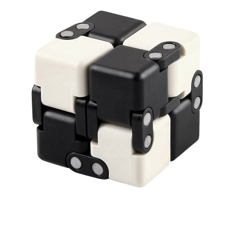 Cub antistres, Fidget Toy, Infinity Magic Cube, Alb-Negru, 4x4x4 cm