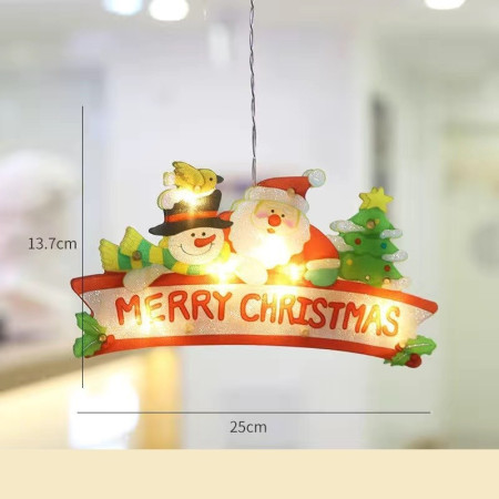 Decoratiune de Craciun pentru fereastra Flippy, Merry Christmas, cu LED-uri, 24 cm, alb cald