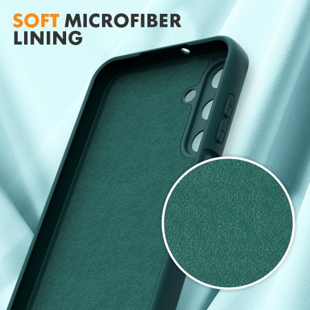 Husa de Protectie, Flippy, pentru Samsung Galaxy A15, Liquid Silicone, cu Microfibra pe Interior, Protectie Antisoc, Compatibil Incarcare Wireless, Verde