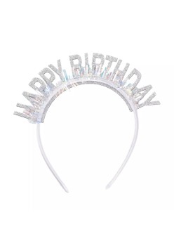 Coronita Decorativa pentru Petreceri, Flippy, Tema Aniversare, Model Happy Birthday, Marime Universala, Argintiu