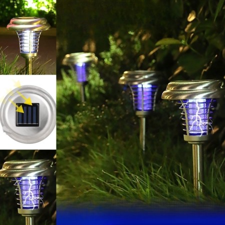 Lampa solara tip torta Flippy, anti-insecte, tantari, UV, LED, 1.2V, IP65, 1 LED, material ABS, 48 x 14 cm, gri