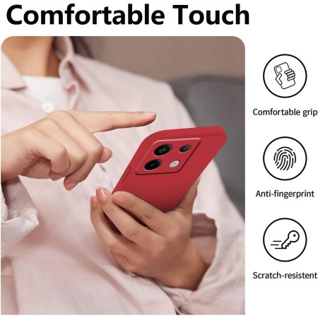 Husa de Protectie, Flippy, pentru Xiaomi Redmi Note 13 Pro 5G, Liquid Silicone, cu Microfibra pe Interior, Protectie Antisoc, Compatibil Incarcare Wireless, Rosu