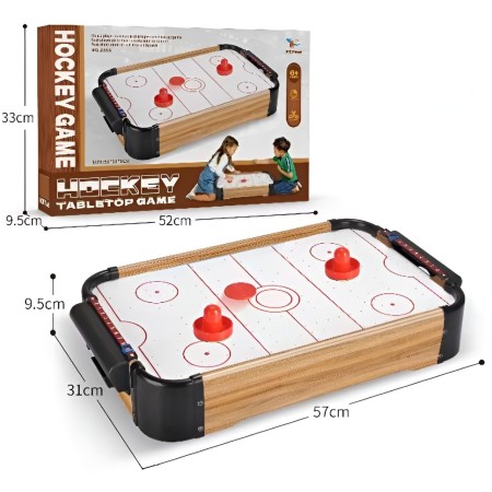 Masa Air Hockey Graffiti fara Picioare, Flippy, Lemn, 2 Pucuri, Tabela Scor, 2 Impingatoare, 57x31x9.5 cm, Maro