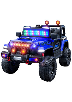 Mașină Electrică pentru Copii, Flippy, Off-Road, Conectare Bluetooth, telecomandă, Tracțiune Integrală, Lumina Intermitenta, Baterie 12V 7Ah, 120x63x68cm, Albastru