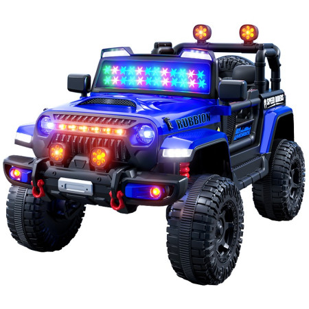 Mașină Electrică pentru Copii, Flippy, Off-Road, Conectare Bluetooth, telecomandă, Tracțiune Integrală, Lumina Intermitenta, Baterie 12V 7Ah, 120x63x68cm, Albastru