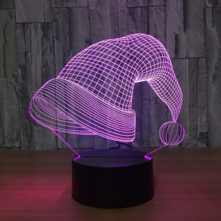 Lampa de Craciun cu Telecomanda si Baterii/USB 3D Model Caciula Mosului Multicolor