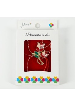 Martisor Brosa Mica in Cutie, Dimensiune Brosa 2.5-3 cm, Material Metal, Model Lalele Traditionale