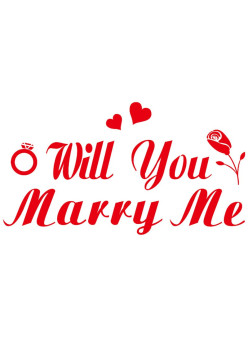 Sticker Autocolant, Flippy, Tematica Nunta, Model Scris Will You Marry Me, 21x29 cm, Rosu