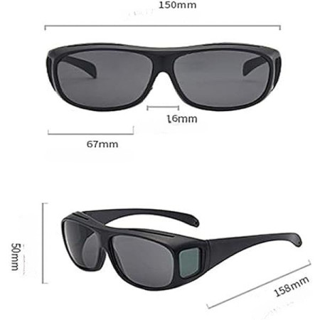 Ochelari de Soare, Flippy, Polarizati, pentru Condus, Ciclism, cu Posibilitatea Purtarii peste Ochelarii de Vedere, 400 UV, cu Lentila Neagra pentru Protectie, Rama Neagra, 15x5 cm