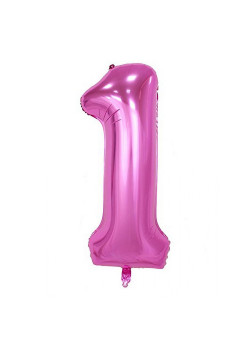 Balon din Folie Flippy, Cifra 1, 81 cm, Pentru Aer sau Heliu, Mov