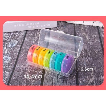 Cutie Depozitare Medicamente, Flippy, 7 Zile, 14 Compartimente, Cutie Suport, Recipiente Detasabile, Portabila, Multicolor, 17.5x11x9.5 cm