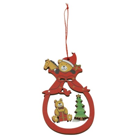 Ornament de brad ursuleti, Flippy, multicolor, lemn, 10 cm