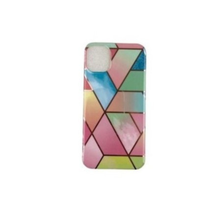 Husa protectie Flippy compatibila cu Apple iPhone 12 Pro Max Soft IMD TPU Marble Geometric Roz