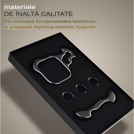 Husa Metalica Compatibila cu iPhone 15 Pro, Protectie pentru Colturile Telefonului si Camera, Lentile pentru Obiective, Aliaj, Antisoc, Antizgariere, Argintiu