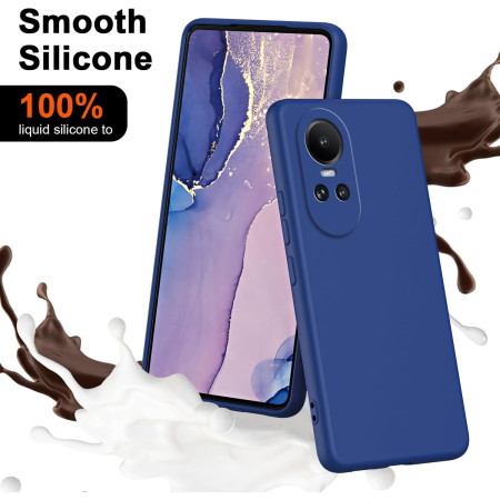 Husa de Protectie, Flippy, pentru Oppo Reno 10 Pro 5G, Liquid Silicone, cu Microfibra pe Interior, Protectie Antisoc, Compatibil Incarcare Wireless, Albastru