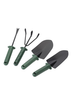 Set 4 Unelte de Gradina Flippy, pentru Plantare Prelucrare Sol si Ingrijire Plante, Material PVC si cardboard, 25 x 8.5 cm, verde