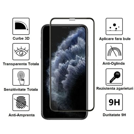 Folie Sticla curbata securizata Flippy compatibila cu Xiaomi Note 10 Lite Full Glue Negru