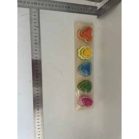 Jucarie Montessori din Lemn, Flippy, Tip Puzzle, cu 5 Forme Asimetrice, 15 Piese, Educativa, Interactiva, Creativa, Model Copaci, Materiale Non Toxice, pentru Copii peste 2 Ani, Baza 29x6.5 cm, Multicolor