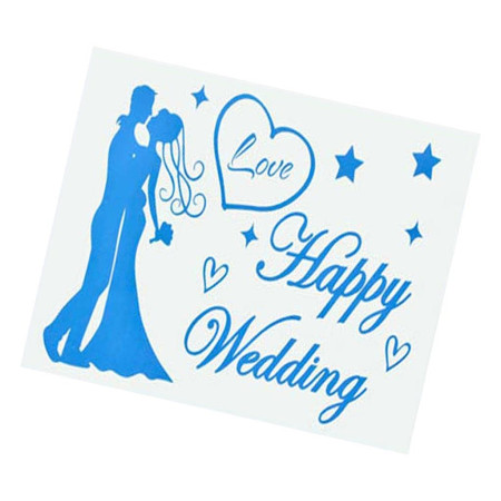 Sticker Autocolant, Flippy, Tematica Nunta, Model Scris Happy Wedding, 21x29 cm, Albastru