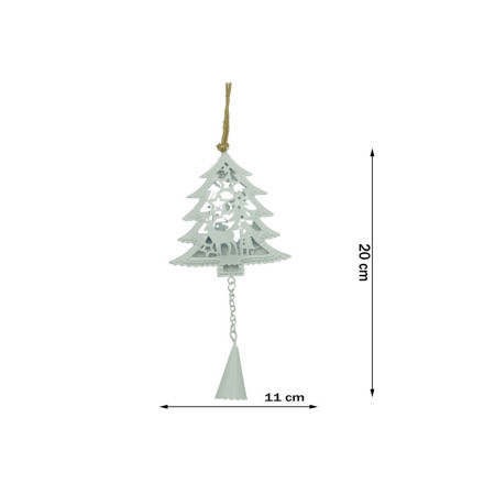 Ornament de brad pom de craciun, Flippy, alb, metal, 20 cm