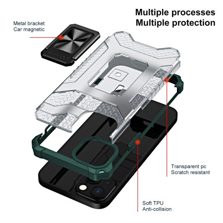 Husa de protectie Flippy compatibila cu Apple iPhone 13 Mini Acrylic Armor cu suport Verde Inchis