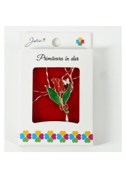 Martisor Brosa Mica in Cutie, Dimensiune Brosa 2.5-3 cm, Material Metal, Model Lalea