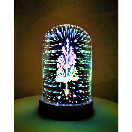 Decoratiune Luminoasa Tip Glob Cylindrical Mirror Light cu Baterii/USB 15 cm Multicolor