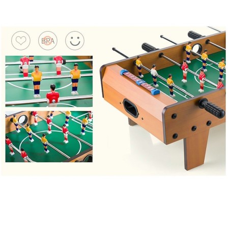 Mini Masa de Fotbal cu Teren si 18 Jucatori Flippy, 6 Manere, cu Tablou pentru Scor, din Metal, Lemn si ABS, 50 x 25 x 16 cm, cu Picioruse, pentru copii/adulti