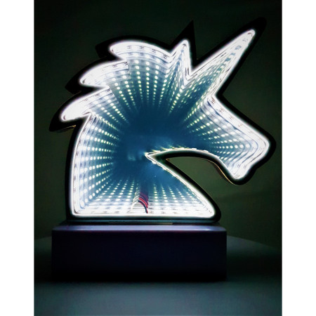 Decoratiune Luminoasa cu Baterii/USB Neon Model Unicorn Alb Rece 20 cm