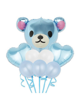 Set 8 Baloane folie si latex Baby Boy, Ursulet,  60 cm