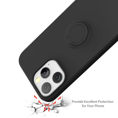 Husa protectie Flippy compatibila cu Huawei P40 Lite E Liquid Silicone Ring cu suport rotativ Negru