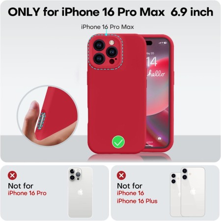 Husa de Protectie Matte TPU, Flippy, pentru Apple iPhone 16 Pro Max, Protectie Camera, Antisoc, Antizgariere, Antialunecare, Acoperire Completa, Rosu