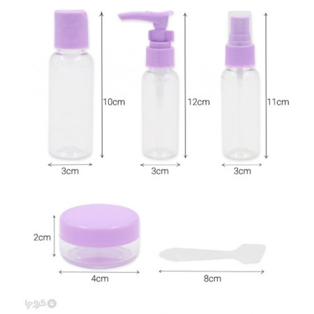 Set Recipiente pentru Cosmetice, Flippy, 5 Piese, cu Gentuta, pentru Calatorii, Reutilizabile, Mov, Material Plastic, 40 ml, 10g