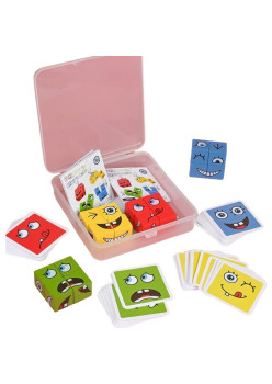 Jucarie Pentru Copii Montessori Flippy, Cub din Lemn, Asamblare Fete, 64 de Carti Distractive, pentru Baieti si Fete, Varsta +3 ani, Educativ, Ambalaj din plastic, 12 x 12 x 3 cm, multicolor