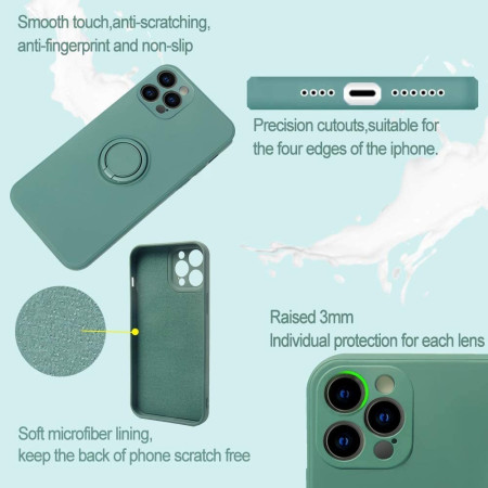 Husa protectie Flippy compatibila cu Huawei P30 Lite Liquid Silicone Ring cu suport rotativ Verde