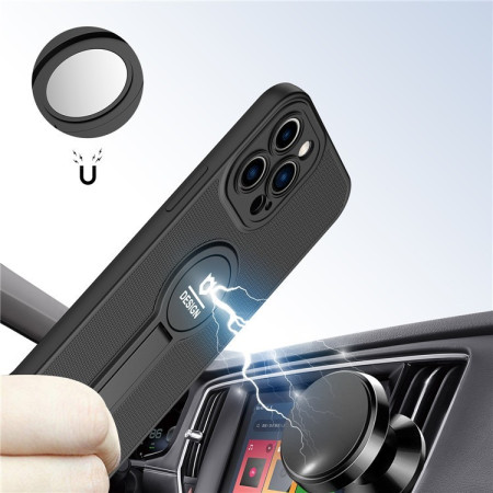 Husa Armor Design cu Stand pentru Apple iPhone XR, Negru, Suport Auto Magnetic, Wireless Charge, Protectie Antisoc, Flippy