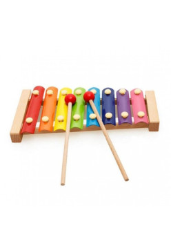 Instrument Muzical Xilofon Flippy, din Lemn, 8 Note Muzicale, 2 Bete de Percutie, 4-6 Ani, Multicolor