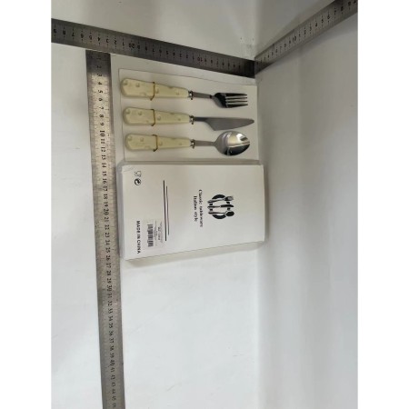 Set Tacamuri, Flippy, 3 Piese, Lingura Furculita Cutit, Stil Italian, Manere Plastic, Inox, Auriu