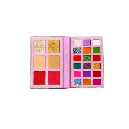 Paleta Farduri Flippy, Kevin&Coco, Tip Carte, 24 Culori, Iluminator si Blush Inclus, Dreptunghiulara, 210 g, 16.2 x 10.8 x 2.2 cm, Valabilitate 3 Ani, Multicolor