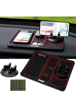 Covoras Pad/Suport Auto 4 in 1 Flippy, Anti alunecare Bord, Universal, Suport Auto Telefon, Tableta, Gps, Rotire 360 ° Multifuntional, Numar telefon, Aroma, Negru