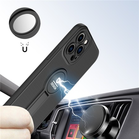 Husa Armor Design cu Stand pentru Apple iPhone 11 Pro Max, Negru, Suport Auto Magnetic, Wireless Charge, Protectie Antisoc, Flippy