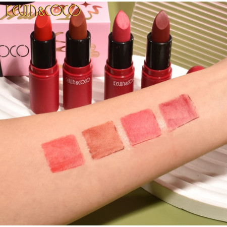 Set cosmetice Kevin&Coco, 4 Lip gloss, paleta farduri 40 culori nuante nude / rose, cutie cadou, Fara Sulfati, Pudra Compacta, Clasic, 17 x 14 x 5 cm, multicolor