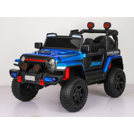 Mașină Electrică pentru Copii, Flippy, Off-Road, Conectare Bluetooth, telecomandă, Tracțiune Integrală, Lumina Intermitenta, Baterie 12V 7Ah, 120x63x68cm, Albastru